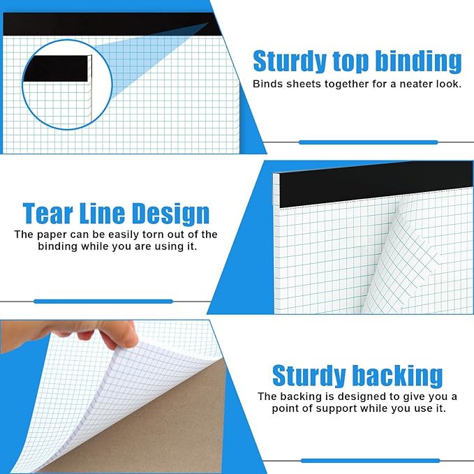 AZUREAL Grid Paper Notebook 8.5 x 11 Inches, 3 Pack graph paper pad, 70 Gsm 4×4 Quad Grid Paper, Graph Papers for School, Office, Home, 25 Sheets/Pad, 25 Sheets/Pad