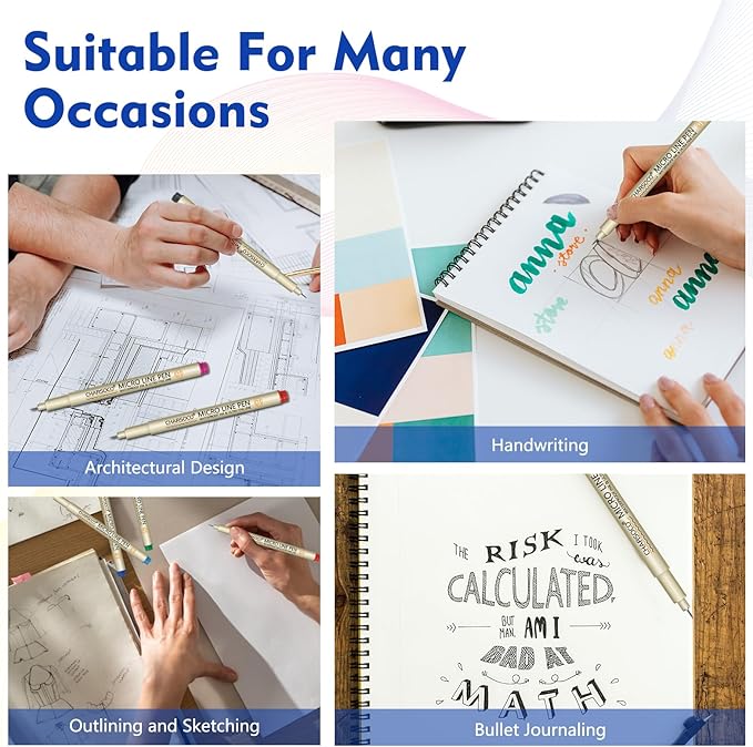 Brown Micro Pens, 12 Sizes in 0.23mm - 5mm, Waterproof Archival Ink, Fine Point Pen for Artist Illustration, Sketching, Anime, Manga and Technical Drawing