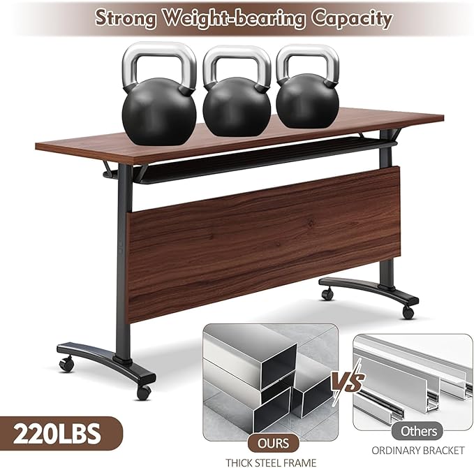 Conference Table,Folding Conference Tables Modern White Conference Room Table with Wheels, 2-10 Persons,for Office, Meeting Room (4, 1619YHT, 47IN)