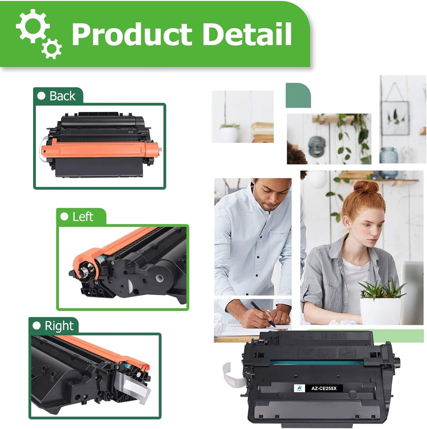 Aztech Compatible Toner Cartridge Replacement for HP CE255X 55X CE255A 55A LaserJet Enterprise P3015dn P3015x LaserJet Pro 500 MFP M521dn M521dw (Black, 2-Packs)