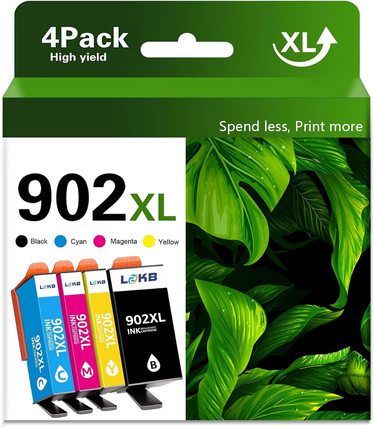 902XL Ink Compatible Ink Cartridge Replacement for 902 XL 902XL (4 Combo Pack) to use with Officejet Pro 6978 6968 6974 6975 6960 Officejet 6951 6954 6956 6958 Printers