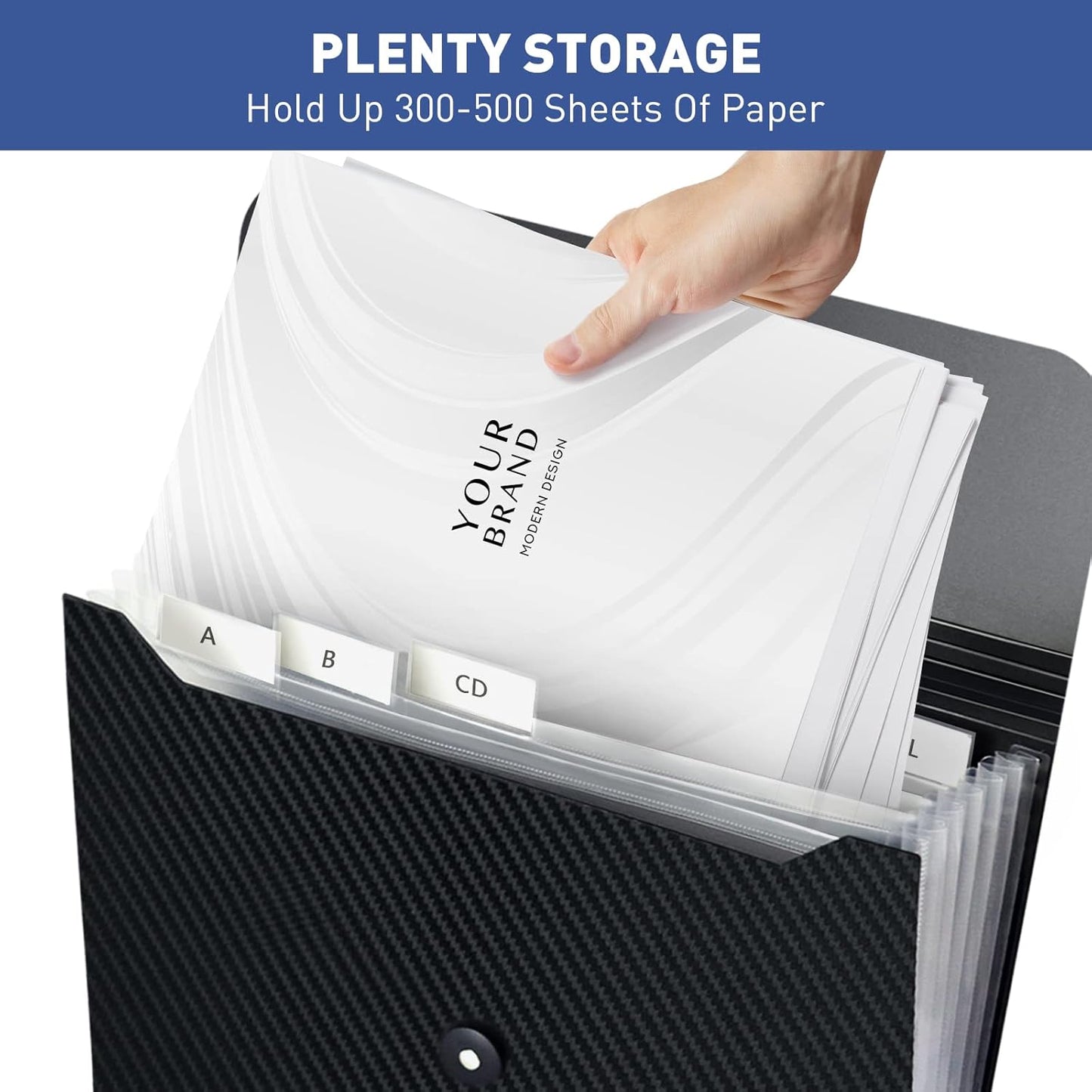 7 Pocket Expanding File Folder with Tab Inserts, Accordian File Organizer Document Receipt Organizer, Accordion Folder File Keeper A4 Letter Size, for School Home Office, Black