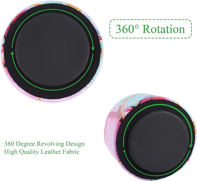 Round Leather Art Supply Organizer,Remote Control Holder,360-degree Rotating Pen Organizer with 4 Compartments(1-Red Green Splash Ink)