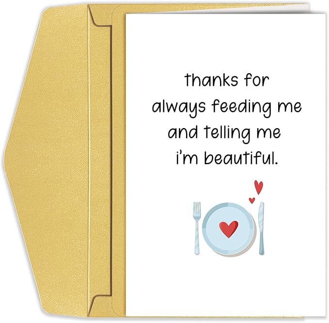 Funny Valentines Day Card for Him, Humor Valentines Day Card Gift for Boyfriend, Anniversary Card from Wife, Thanks for Always Feeding Me And Telling Me I’m Beautiful