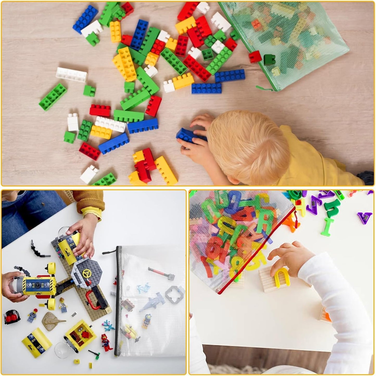 12pcs Large A4 Mesh Zipper Pouch File Bags YOPCDJ Reusable Zippered Pouches for Organizing Classroom, Board Game Storage, Puzzle Bags