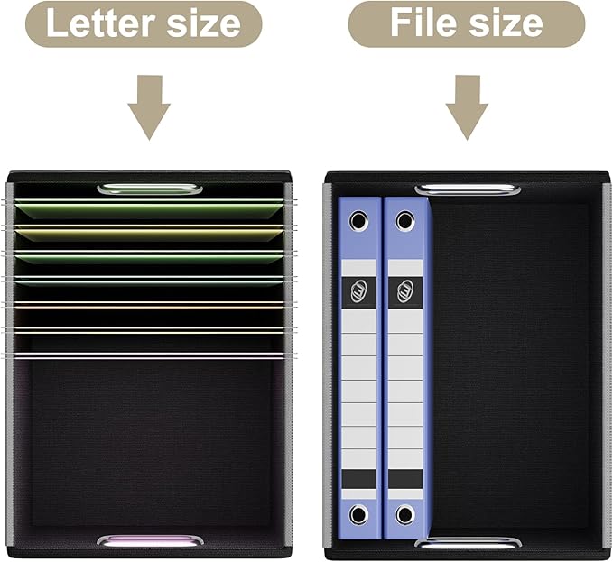 Huolewa Upgraded Portable Leather File Organizer Boxes with Lids, Office Document Boxes Organizer, Filing Boxes, Decorative Small File Boxes for Hanging Files with Plastic Slide for Office/Decor/Home