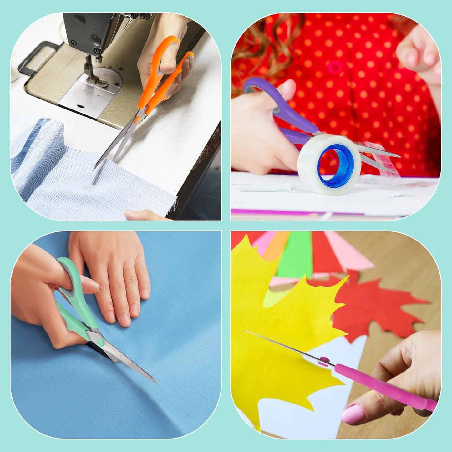 24 Pack Scissors, Rkqoa 8" All Purpose Classroom Scissor Bulk Comfort-Grip Sharp Shears for Office School House Sewing Fabric Craft Supplies, High/College School Teacher Student Scissors