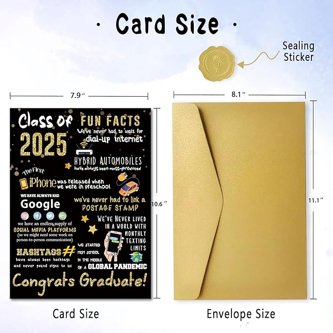 Big 2025 Graduation or Congratulations Card, Graduation Party Decorations for Her Him, Large Graduation Card for Men Women, Graduation Gifts Friends