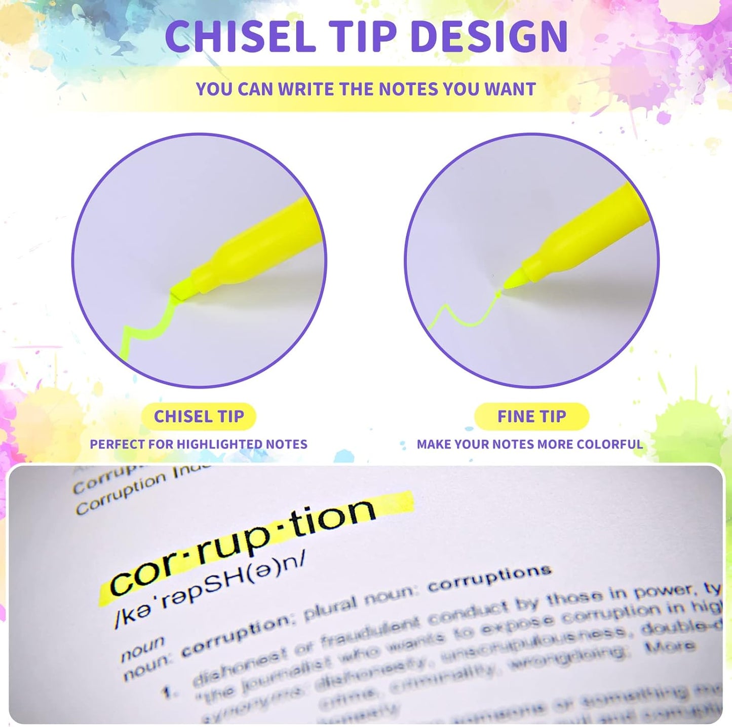 Handepo Highlighter Bulk Assorted Colors Dry Quickly Highlighter Markers Chisel Tip Pens for Kids Adult School Teachers Office Supplies Carnival Classroom graduation Rewards(300 Pcs)