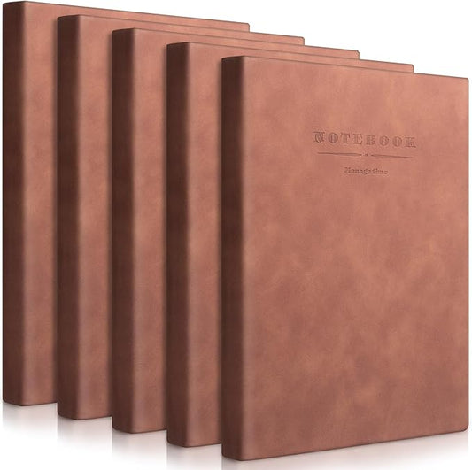 SATINIOR 5 Pack A4 Notebooks Large Journal 360 Pages Leather Softcover Hardcover Notebooks Thick Paper Lined Notepad for Office School Business Note Taking Writing, 8.5'' x 11''(Brown)