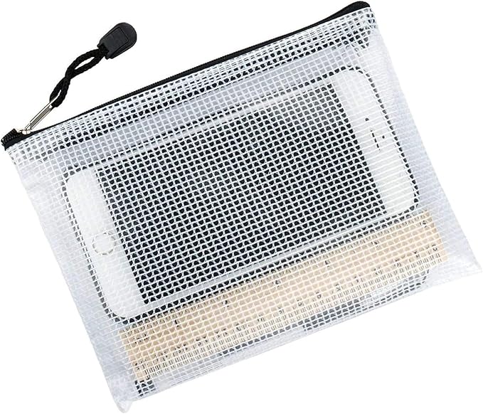 Oaimyy-24PCS-11 x 14" inches-Mesh Zipper Pouch, Plastic Zip File Folders Puzzle Bags for Organizing,for School Office Supplies,Travel,Home Storage-Black