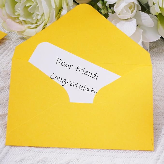 jiebor 100 Sets Small Yellow Envelopes with Small Blank Gift Business Card Wedding Invitation Pocket Envelopes for Graduations Wedding Shower Holiday 4.37 x 2.91 Inch
