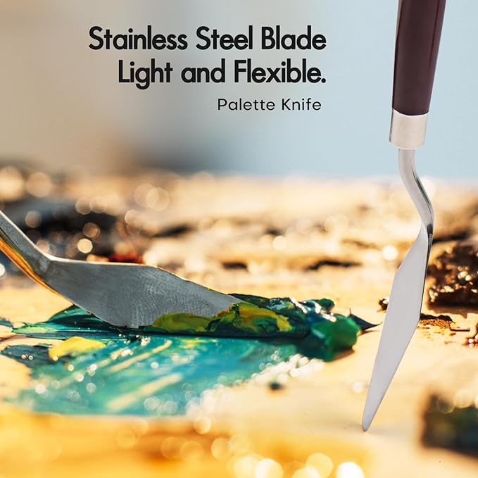 25pcs Paint Brush Set, Fuumuui Acrylic Paint Brushes, Professional Artist Series with Wide Flat, Filbert, Fan, Dagger, Cat Tongue, Round, Angle, Rigger for Oil, Acrylic Canvas Paintings, Face Painting