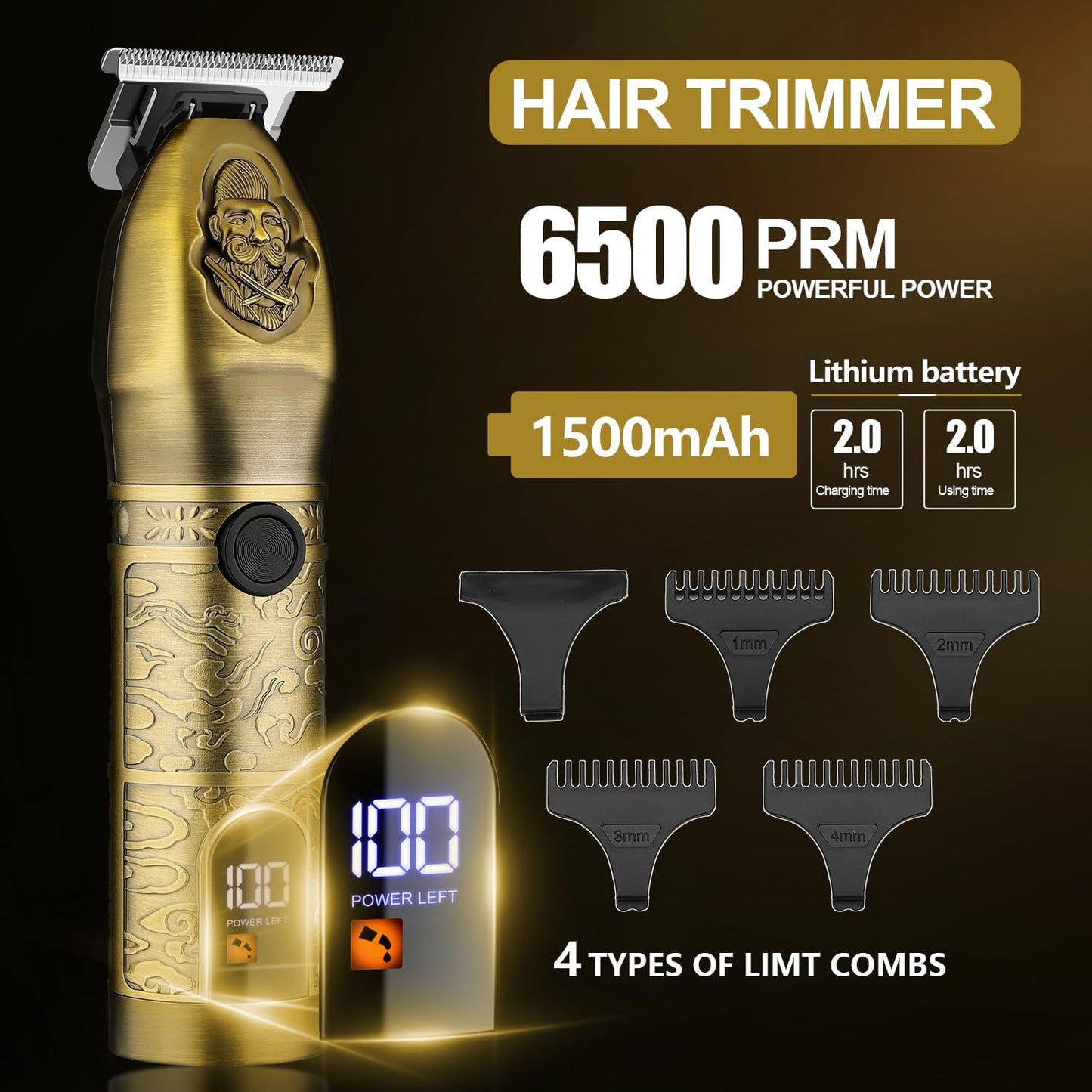 RESUXI Professional Hair Clippers for Men T-Blade Trimmer Electric Shavers Razor Set,Cordless Beard Trimmer for Men Barber Clippers for Hair Cutting Grooming Kit