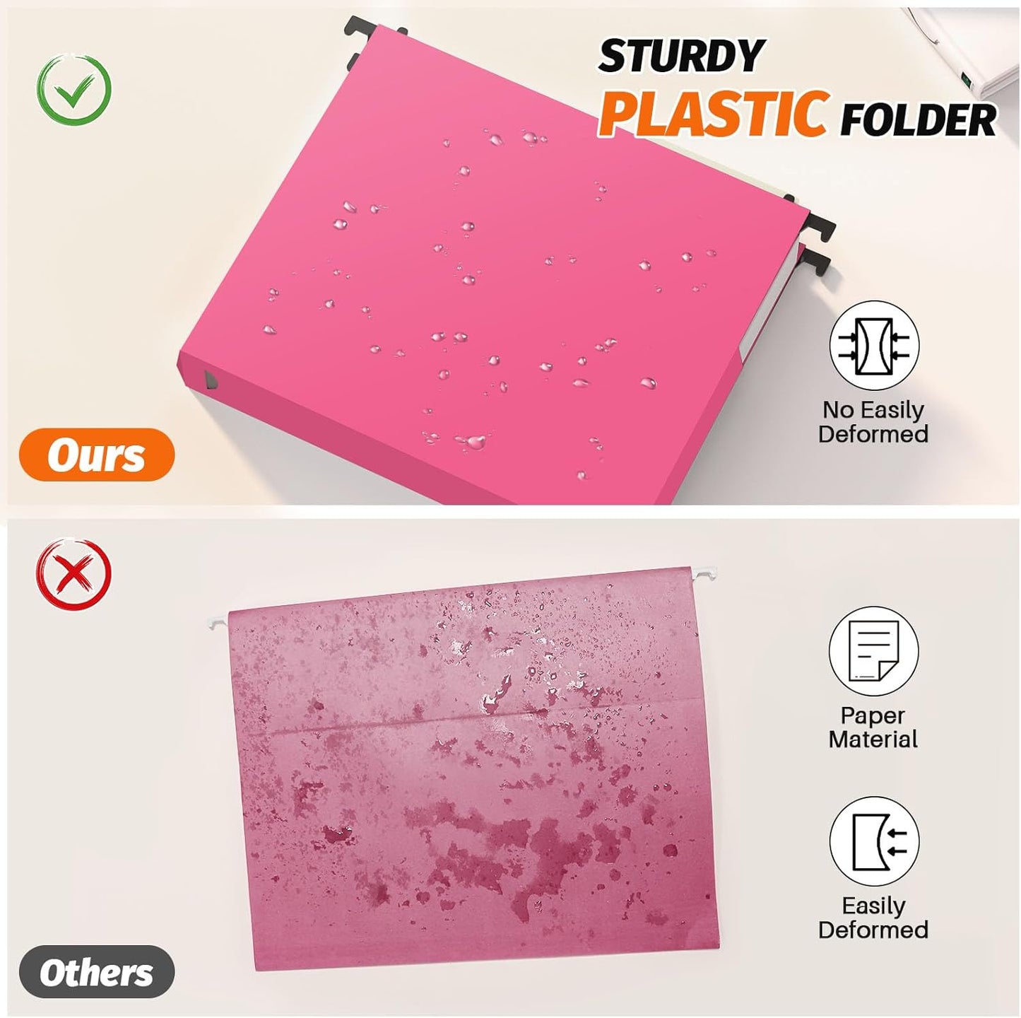 Extra Capacity Plastic Hanging File Folders,12 Pack Reinforced Expanding Hang Folder Letter Size,Accordian Pocket,Heavy Duty 2 Inch Expansion,Hanging Folder Organizer for Office Home,Assorted Colors