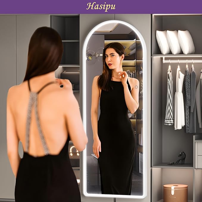 Hasipu 71" x 28" Led Mirror - Full Length, Arch Design, Wall Mounted, Dimming & 3 Color Modes