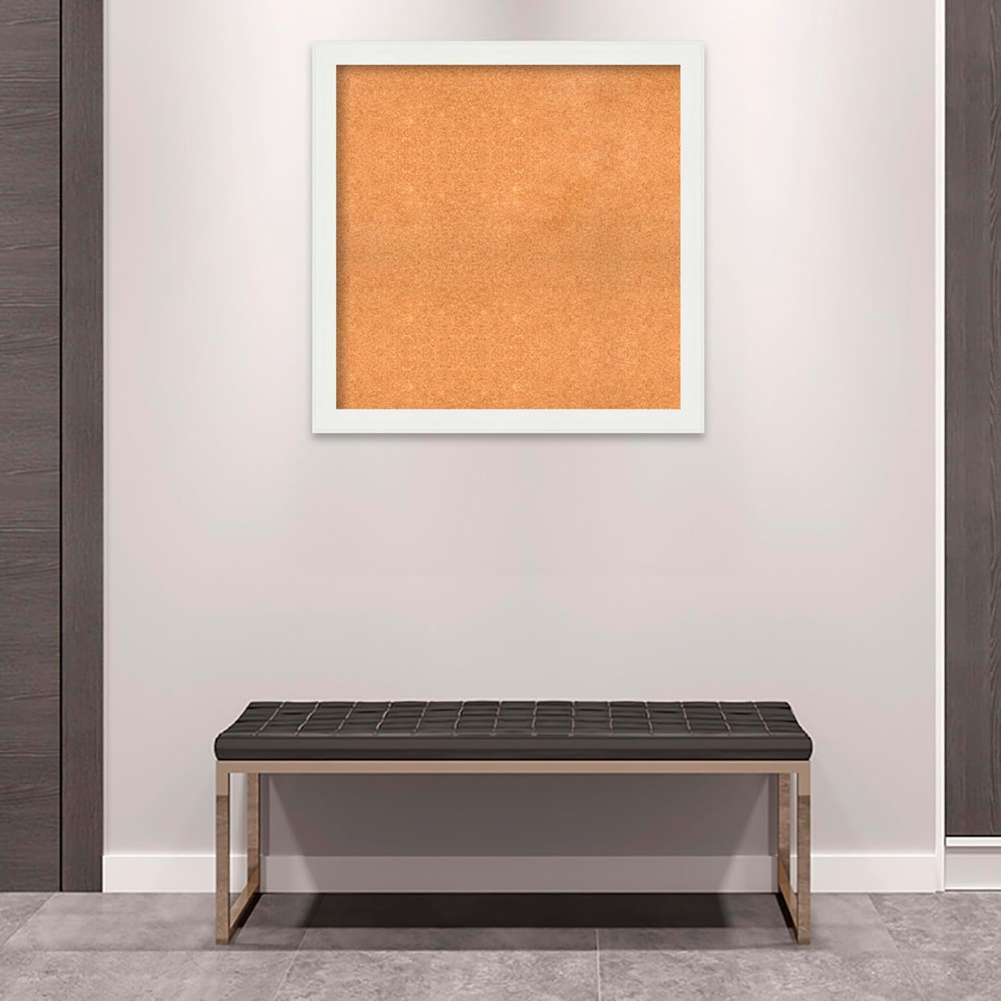 Amanti Art Natural Cork Board for Wall, 33x33 Vision Board with White Frame, Large Corkboard Office Decor for Home Organization, Casual Corkboard Pinboard to Display Items for Home Organization in