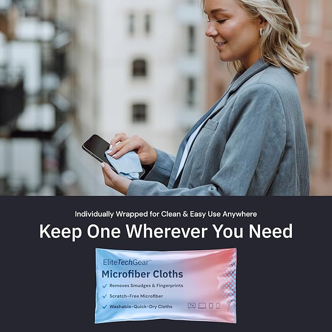 Elite Tech 13-Pack Microfiber Cloth Set - Washable Oversized Cleaner for Eyeglasses, Electronics, Screens & Lenses, Dual Sizes 6"x7" & 12" x12 - Microfiber Cleaning Cloth