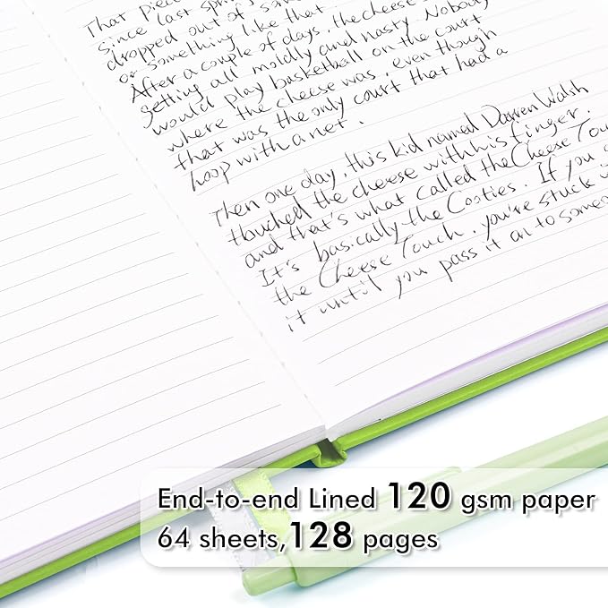 feela 24 Pack Journal Notebook Bulk for Work, Business Notebook Hardcover Lined Writing Journal with Pen Holder for Men Women Note Taking, with 24 Black Pens, 120 GSM, 5.1”x8.3”, A5, Green