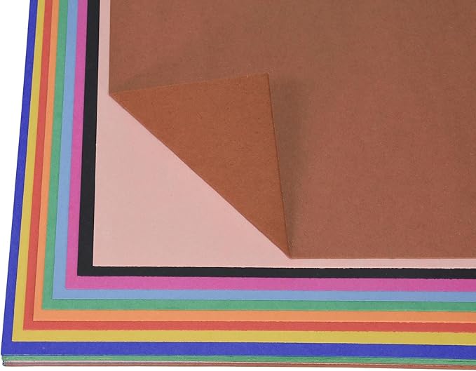 School Smart Railroad Poster Board Paper, 22 x 28 Inches, 4-Ply, Assorted Colors, Pack of 25