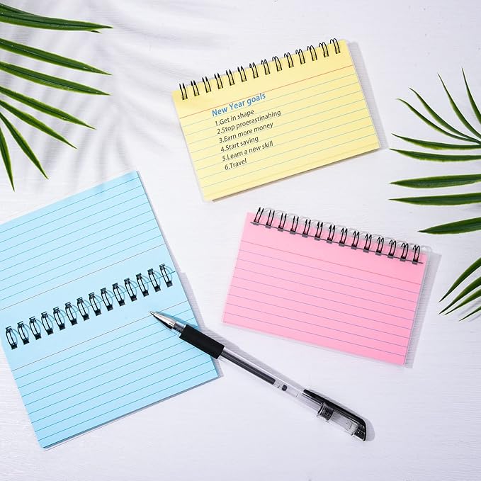 FRIUSATE 150 Sheets Flash Cards 3x5 Inches Spiral Bound Index Cards Colored Ruled Index Cards with Ring Colorful Notecards Flashcards for Studying Nursing School Office Taking to Do List