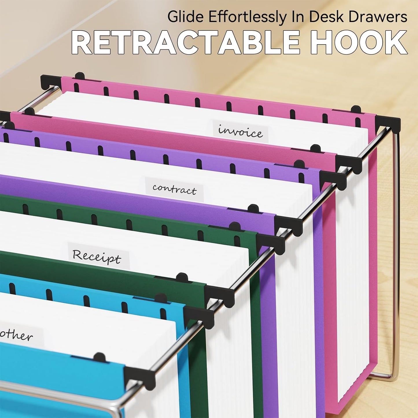 Plastic Expandable Hanging File Folder Letter Size,Heavy Duty 3 Inch Expansion,12 Pack Extra Capacity Hanging Folder withTabs,File Cabinet Folder,Hanging File Organizer for Office-Colored