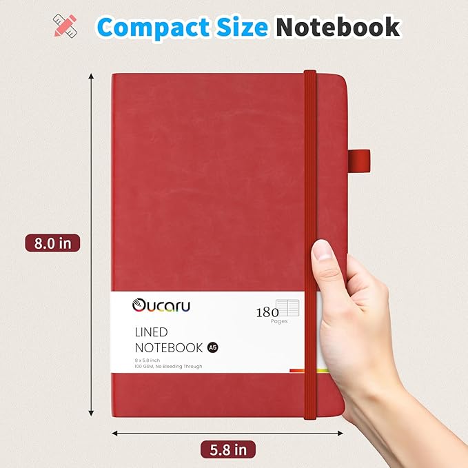 Lined Journal Notebook, 16 Pack, 180 Pages, A5 Journals for Writing, 100 GSM Thick Paper, Small Notebooks Daily Journal for Women Men Work, Business, School, Travel Supplies