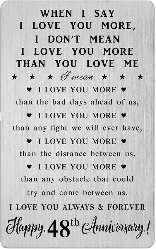 48 Year Anniversary Card Gifts for Him Her - Steel Card Gift for Men - 48th Wedding Anniversary Wallet Cards Gifts
