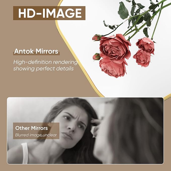 Antok Full Length Mirror, 76"x34" Floor Mirror Freestanding, Arched Floor Standing Large Mirror Full Body Mirrors with Stand for Bedroom, Hanging Mounted Mirrors for Living Room, Gold