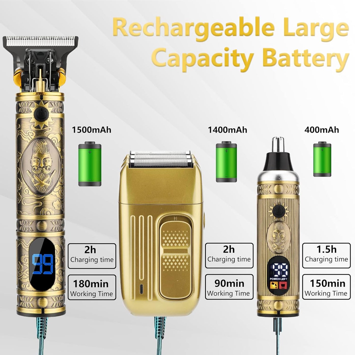 Professional Hair Trimmer for Men,Hair Clippers Nose Hair Trimmer Shaver Set,Cordless Barber Clippers,T-Blade Beard Trimmer Electric Shaver Razor for Men Haircutting Grooming Kit