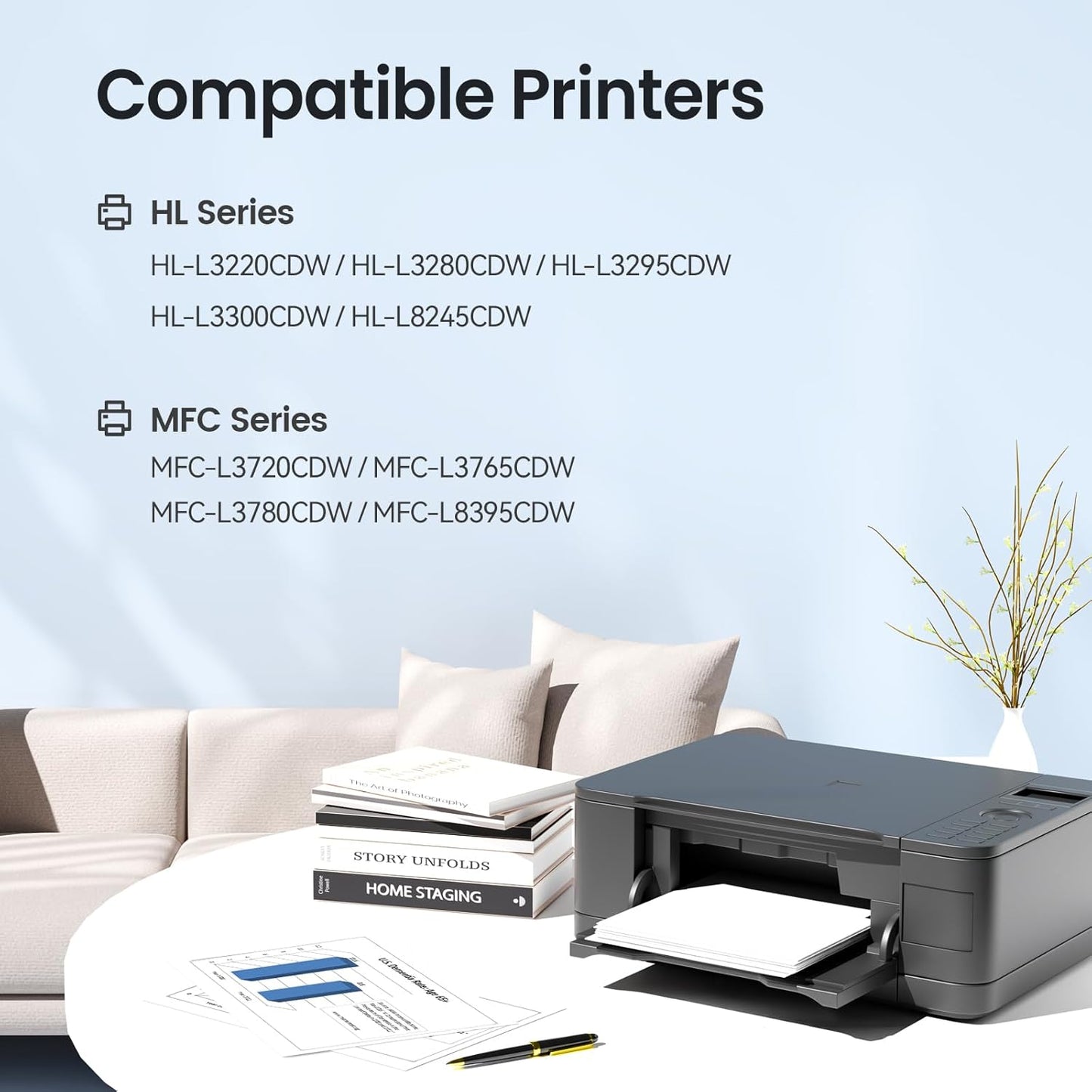 XJI Compatible Toner Cartridges Replacement for Brother TN229XL TN 229XL 229 229XXL TN229 XL TN229XXL High Yield Ink 4 Pack, for HL L3220CDW L3280CDW L3300CDW MFC L3720CDW L3780CDW Printer (with Chip)