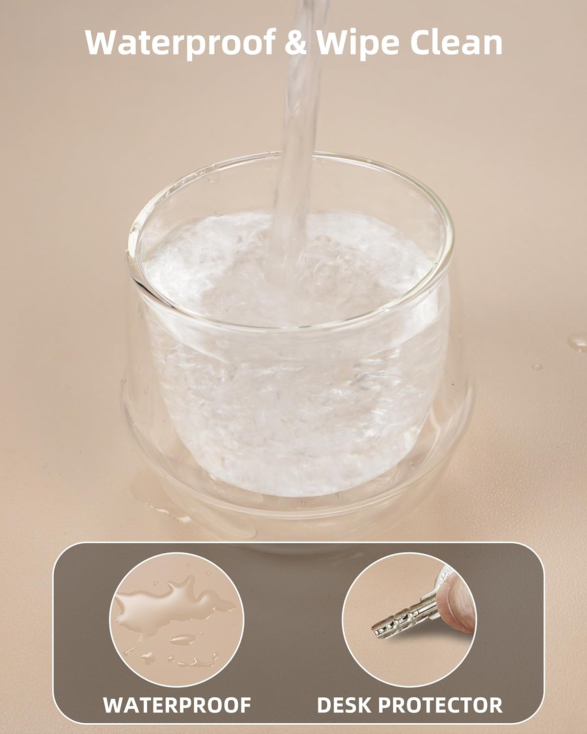 Leather Desk Pad Protector,Office Desk Mat,Large Mouse Pad, Non-Slip PU Leather Desk Blotter,Desk Pad,Waterproof Desk Writing Pad for Office and Home (Beige,31.5" x 15.7")