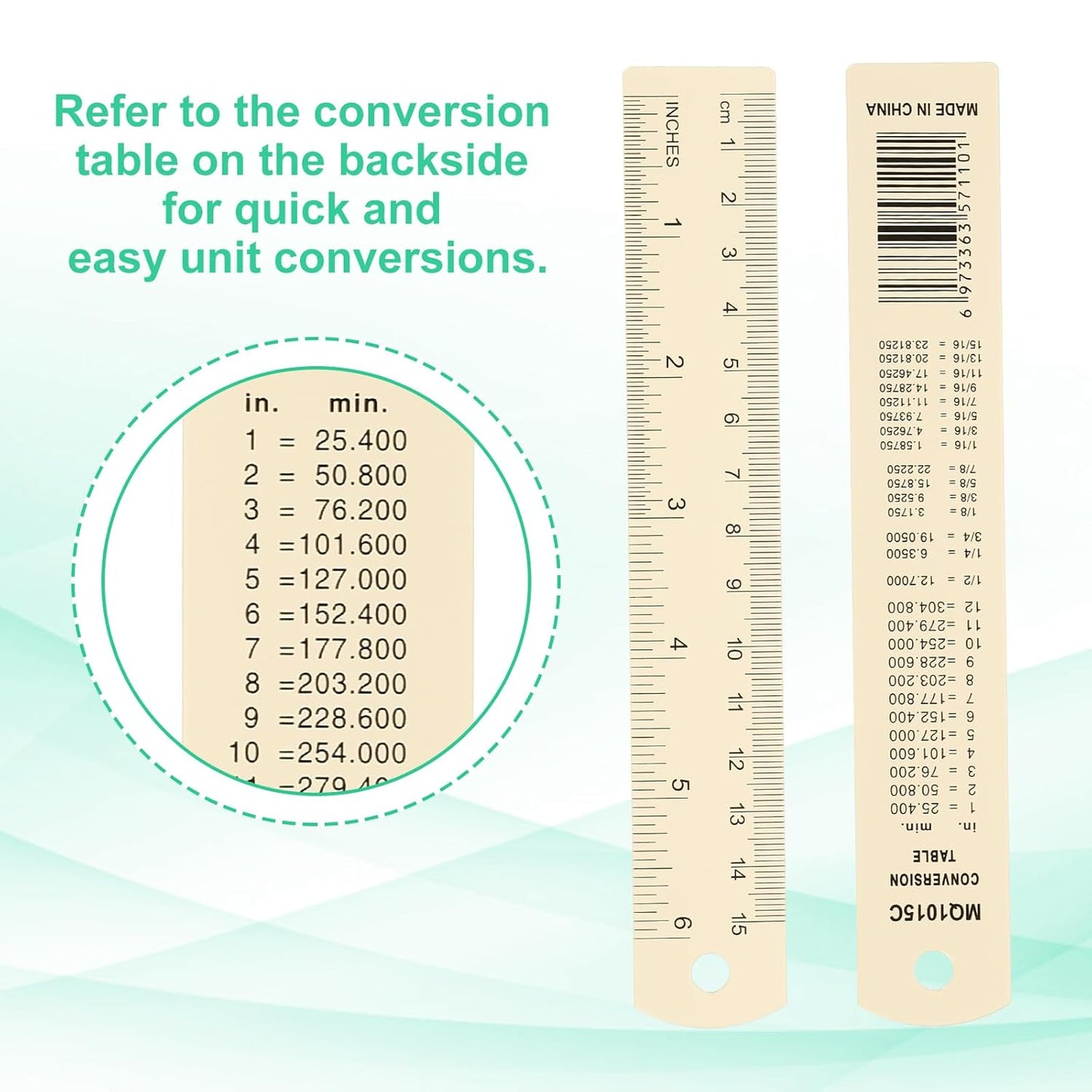PATIKIL 15cm/6" Metal Ruler, 2 Pack Aluminum Alloy Rulers with Centimeters, Millimeters, Inches and Conversion Table Straight Edge Ruler for Writing Machinist Drafting, Yellow