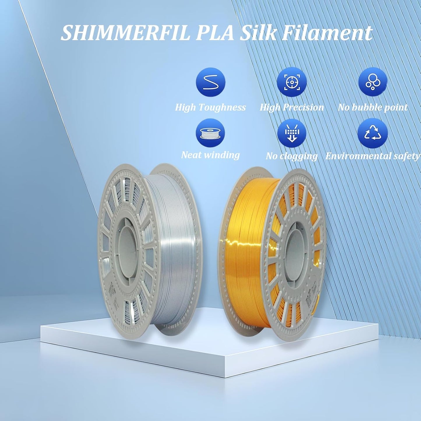 Silk Filament 1.75, Pla + Filament, 3D Printer Filament, Dimensional Accuracy +/- 0.03 Mm, 3D Printer Filament Silk, Pla Filament', Pla 1 Kg (2.2 Lbs), Fit Most FDM 3D Printers (Gold)