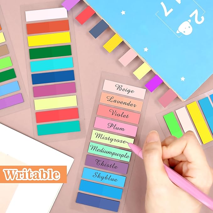 SIQUK 4200 Pieces Annotation Tabs Morandi Sticky Tabs for Annotating Books Tabs Transparent Page Markers Strip Page Flags Colored Tabs Writable and Repositionable Book Flags Tabs, 0.43 Inch