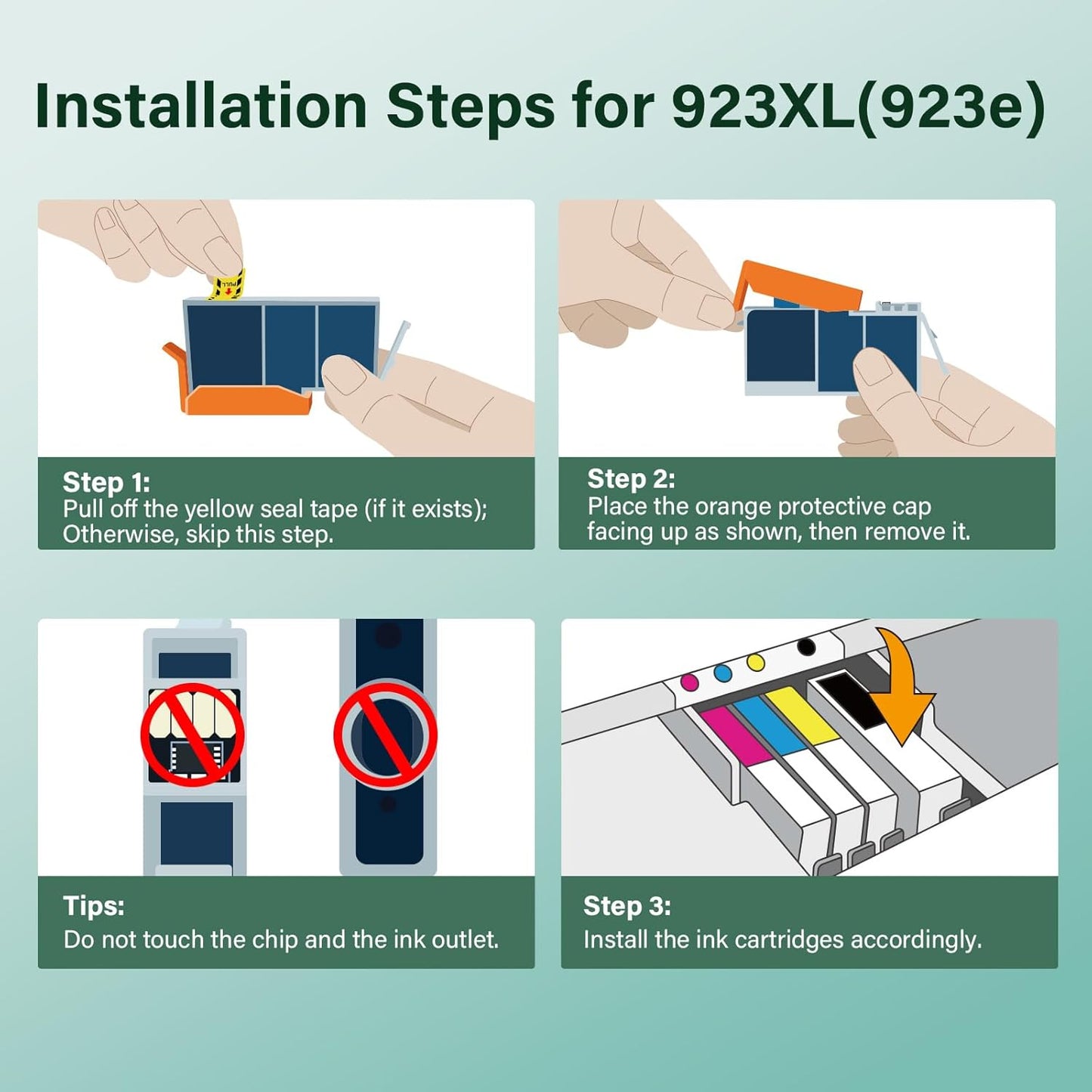 923 Ink Cartridges Combo Pack: Replacement for HP 923e 923XL 923 Ink Cartridges for Printers OfficeJet Pro 8120 8130 8122 8124 8125 8132 8134 8135 8138 8139 (4 Pack Black Cyan Yellow Magenta)
