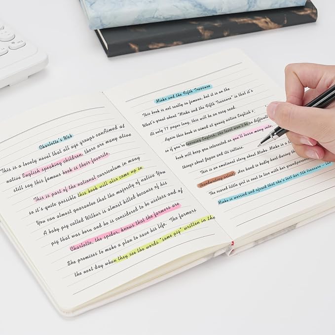 Lined Notebook Journal for Women Men 200 Pages A5 Hardcover Leather with Pen Holder College Ruled Journals for Work Note Taking Travel School (Lined, White-B)