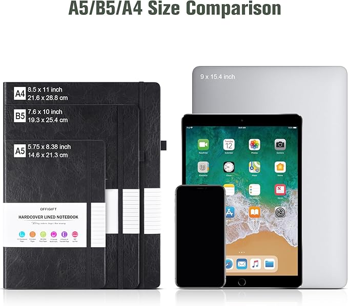 College Ruled Notebook, Large B5 Lined Journal Notebook, 314 Numbered Pages Work Notebook with Index Stickers, 100gsm Thick Paper, Hardcover Vegan Leather Journal for Women Men School Office, Green