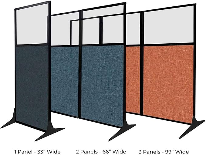 Versare Office Workstation Screen | Portable Wall Divider | Modern Cubicle | Freestanding Privacy Screen | Flexible Work Space | 1 Panel | 33" Wide x 70" Tall Black SoundSorb Panels