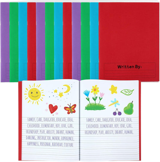 Henoyso 12 Pcs Primary Composition Notebook K-2 9 3/4 x 7 1/2 Inch Primary Journal, Back to School Supplies, Bulk Blank Writing Book for Kid to Write Draw Journal 60 Page Notebooks (Mixed Color)