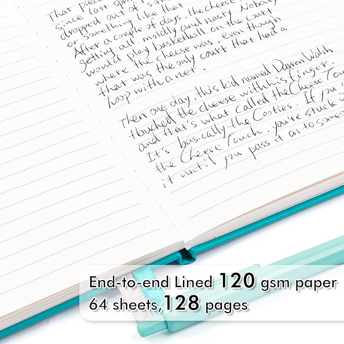 feela 5 Pack Journal Notebook Bulk for School, Hardcover Business Notebooks Classic Ruled Lined Journals with Pen Holder for Work Note Taking, with 5 Black Pens, 120 GSM, 5.1”x8.3”, A5, Emerald