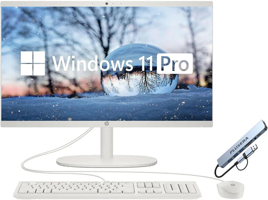 HP 21.5" FHD All-in-One Desktop Computer, 64GB RAM 2.5TB Storage (2TB SSD+512GB Docking Station Set), Dual-Core Intel Celeron, Windows 11 Pro with Microsoft Office Home & Business Included, Snow White