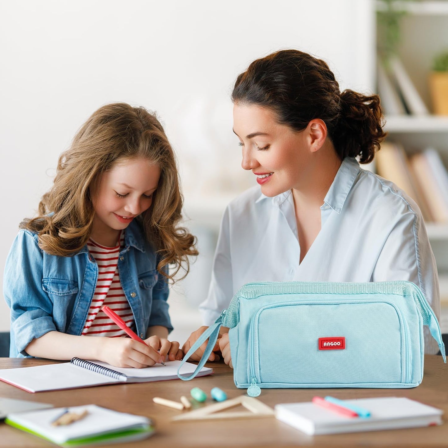 Pencil Case Pouch Large Capacity with Compartments, Pencil Case Pouch Bag with Zipper Handle for Teen Girls Boys Adults Women Men, Portable Pen Bag Stationery Organizer for Office School Travel, Blue