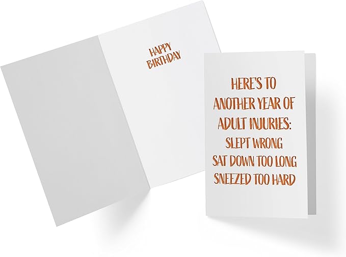 Karto Funny Birthday Card for Men Women - Large 5.5x8.5 inch Happy Birthday Cards for Mom Dad Brother Sister - 30th 40th 50th 60th 70th - Injuries