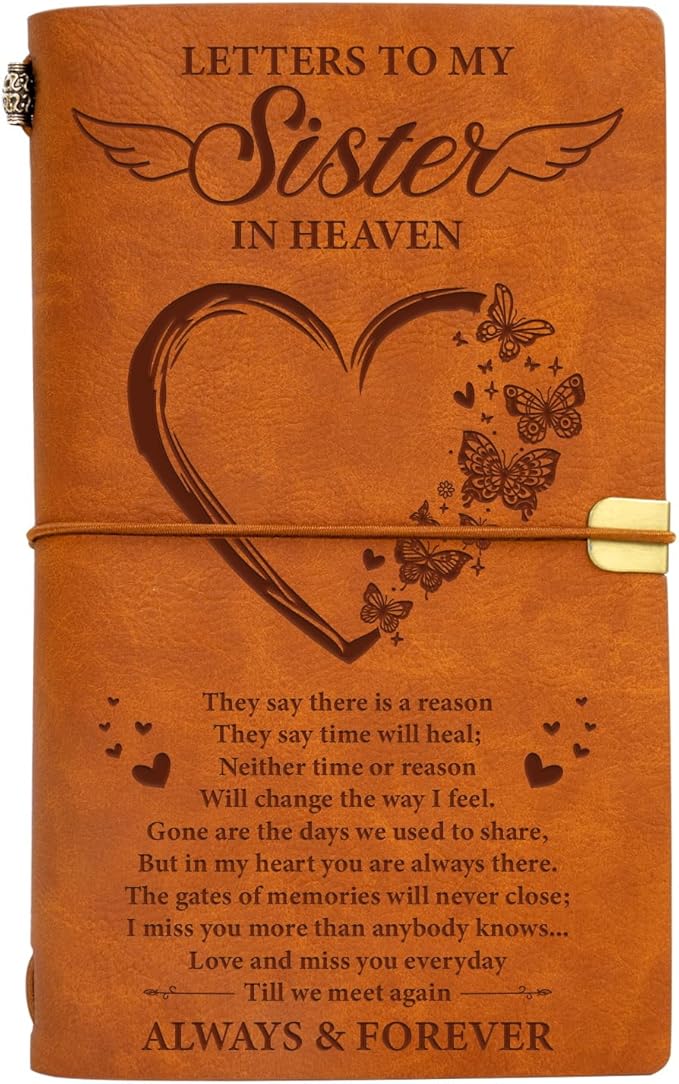 Vetbuosa Memorial Gifts for Loss of Sister-Leather Journal, Sympathy Gifts for Loss of Sister,In Memory of Sister,Bereavement Gifts for Loss of Sister,Remembrance/Funeral/Condolence Gifts for Loss of