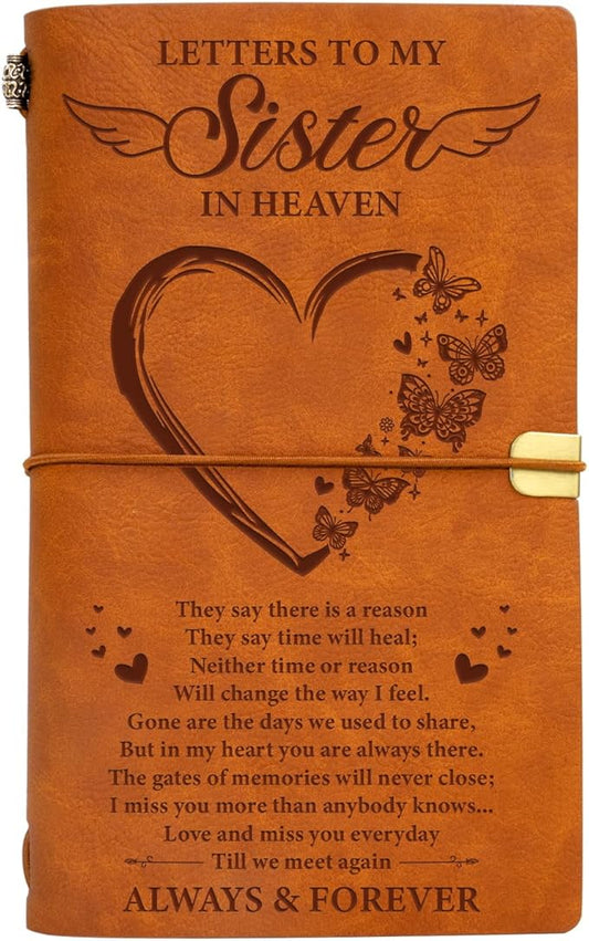 Vetbuosa Memorial Gifts for Loss of Sister-Leather Journal, Sympathy Gifts for Loss of Sister,In Memory of Sister,Bereavement Gifts for Loss of Sister,Remembrance/Funeral/Condolence Gifts for Loss of