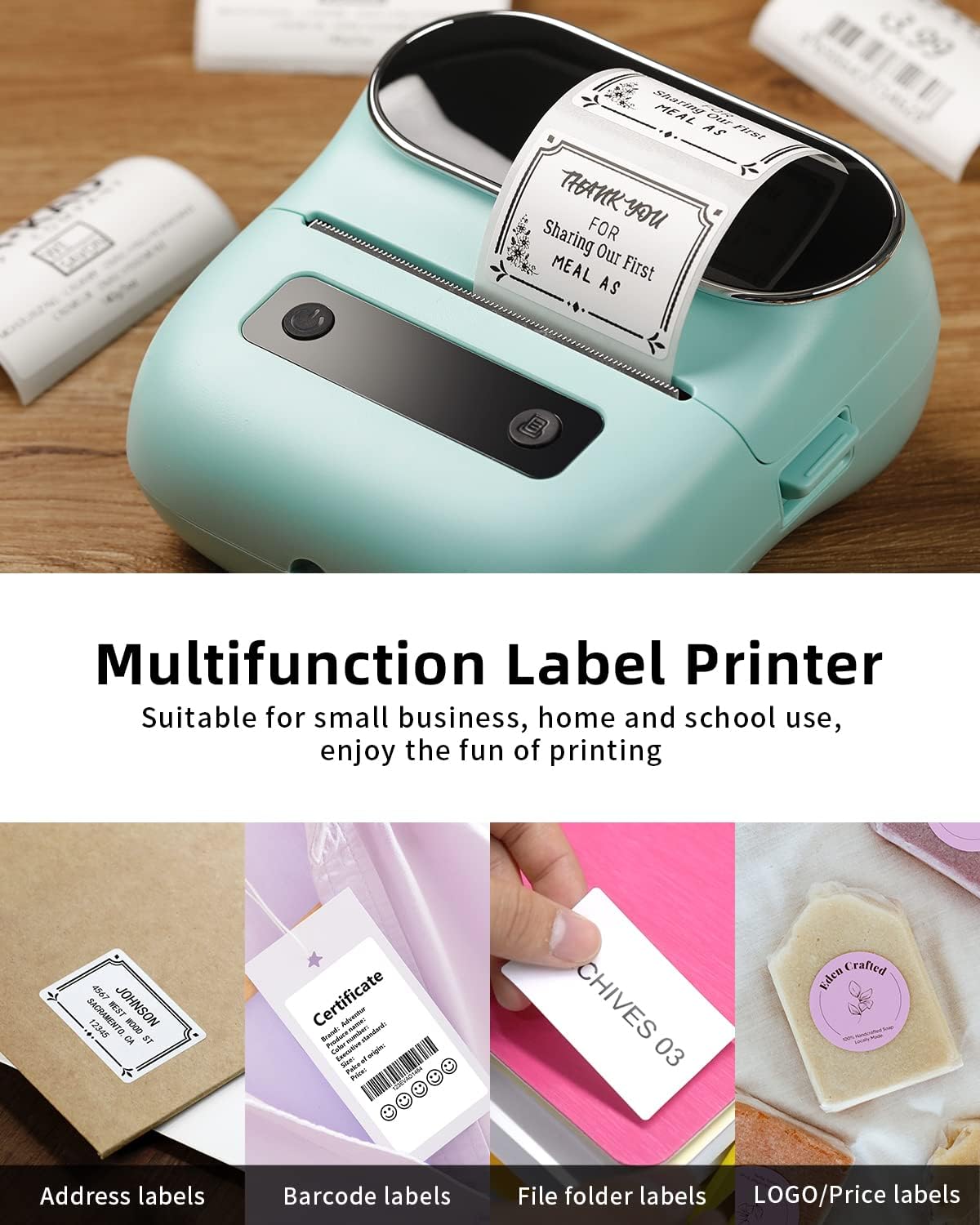 Phomemo M220 Label Maker, New Flagship 3.14 Inch Bluetooth Thermal Label Printer for Barcode, Address, Labeling, Mailing, File Folder, Portable Maker Easy to Use, Support with Smart Phone&PC