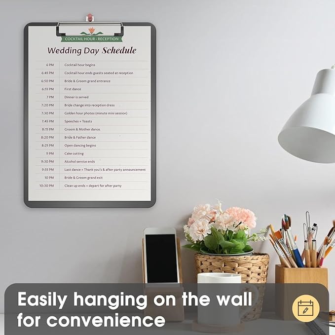 Plastic Clipboards 2 Pack, A4 Grey Clip Board 8.5x11 for Classroom, Students, Kid, Woman, Size 9" x 12.5" with Low Profile Clip, Office & School Supply