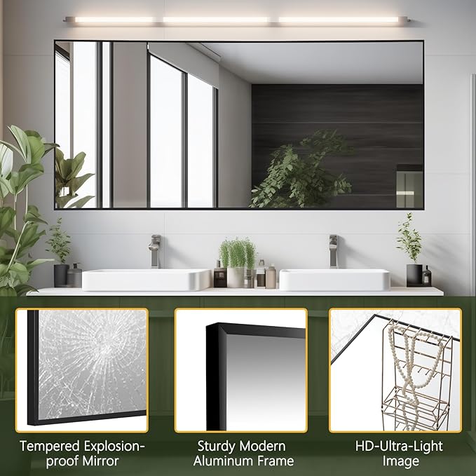 MELOMOIR 56"x18" Full Length Mirror, Floor Mirror with Stand Hanging or Leaning, Aluminum Alloy Frame Full Body Mirror for Bedroom Living Room Cloakroom Hallway, Wall Mirror Full Length, Black