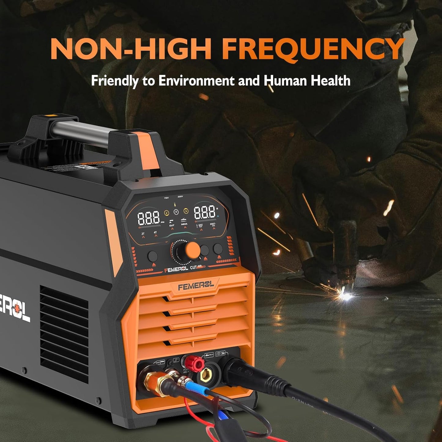 Plasma Cutter, 2 in 1Non-High Frequency 60A Plasma Cutter/ 200A Stick Welder Large Digital Display Non-Touch Pilot Arc, 110/220V Dual Voltage Plasma Cutting Machine